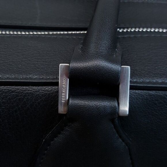 SALVATORE FERRAGAMO Mens Star Black Leather Triple Zip Tote Briefcase $3300 - Picture 12 of 16